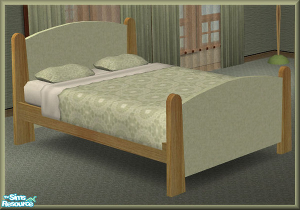 Sims 2 — NK Sintesi BR Green Double Bed by MoMama — A nice double bed in pale green and light wood.