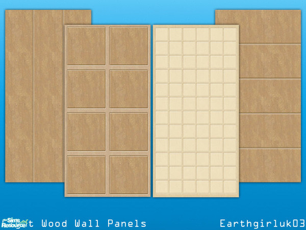 Sims 2 — Lightwood wall paneling by earthgirluk03 — Lightwood wall paneling - Large squares, small squares, vertical and