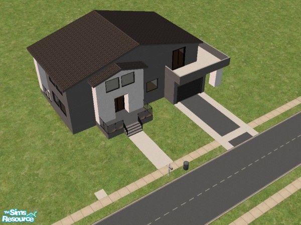 Sims 2 — modern 17 by MonisiaPL — Basement, Split level stairs, garage, walls and floors by me