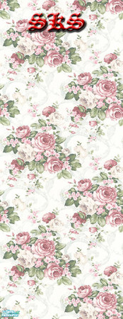 Sims 2 — Old Roses set 1 - AL - Pink by 71robert13 — Old fashioned roses cover this classic wallpaper design. Pink roses