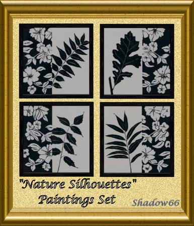 Sims 3 — S66 - Nature Silhouettes Paintings Set by shadow66 — A collection of four contrasting, silhouette paintings of