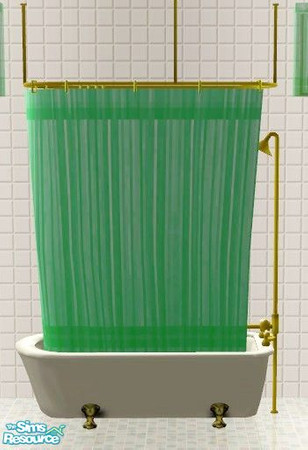 Sims 2 — Green Bathroom Set - Shower Tub Curtain by Riverwillows — A matching set of small window, tub, and shower