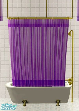 Sims 2 — Purple Bathroom Set - Shower Tub Curtain by Riverwillows — A matching set of small window, tub, and shower