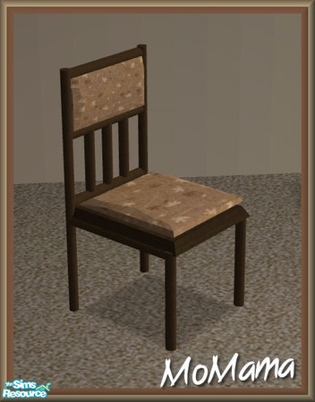 Sims 2 — NK Brown Beauty LR - Desk Chair by MoMama — A brown floral desk chair with cherry frame.