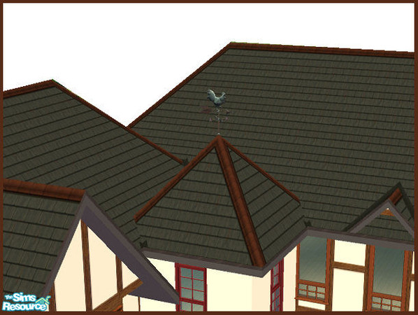 Sims 2 — Stormy Mixed Roof by hatshepsut — The Maxis Stormy slate roof with red ridge tiles. Part of the Mixed Roofing