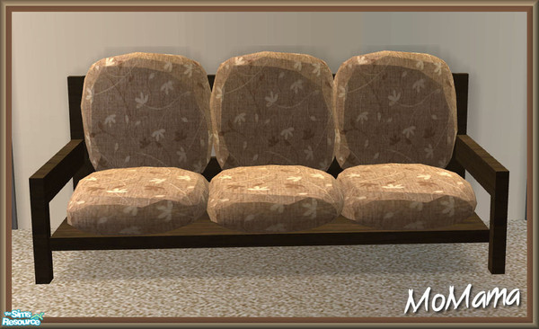 Sims 2 — NK Brown Beauty LR - Sofa by MoMama — A nice brown floral print sofa on a base of brown stained lombard cherry