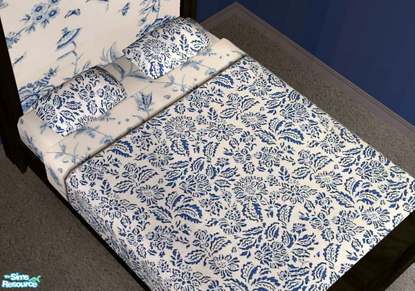 Sims 2 — China Blue -  Bedding by H3wwy — A romantic bedroom in a delicate shade of blue. Perfect for your Sims