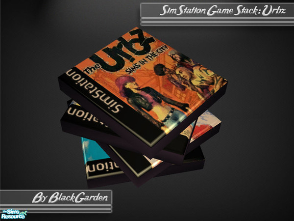 Sims 2 — Messy Game Stack - Urbz by BlackGarden — A stack of SimStation games cast aside by a messy Sim, with the Urbz