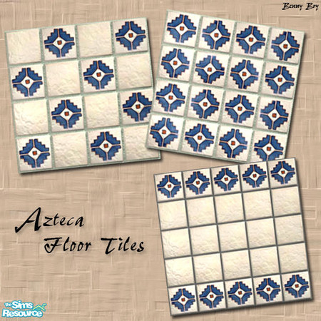 Sims 2 — Azteca by Benny Boy — A 3-tile set of variance! Works best around pool and deck areas. Enjoy.