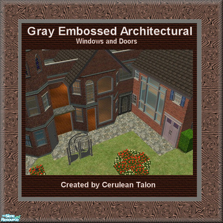 Sims 2 — Gray Stone/Paint  by Cerulean Talon — These dramatic stone & painted windows and doors will enhance the