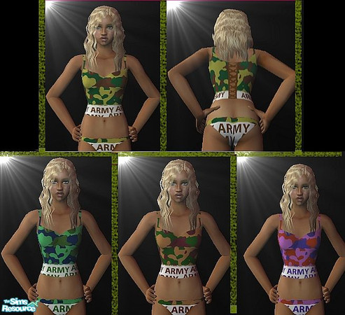 Sims 2 — Army Collection by Lanebran — Can be used as undies, swim suit and pjs enjoy:) 