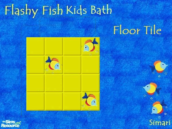 Sims 2 — Flashy Fish Bath for Kids - Floor Tile by simari — Yellow floor tile with fish.