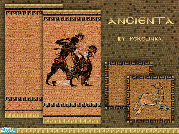 Sims 2 — Ancienta by perelinka — ANCIENTA SET - tiled wall & floor (ancient mosaic style)