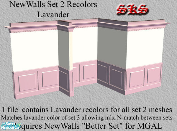 Sims 2 — NewWalls Set 2MGAL Pastel recolor set - Lavander by 71robert13 — Set 3 color match: Lavander. For the MGAL