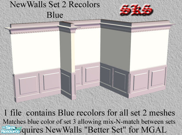 Sims 2 — NewWalls Set 2MGAL Pastel recolor set - Pale Blue by 71robert13 — Set 3 color match: Pale Blue. For the MGAL