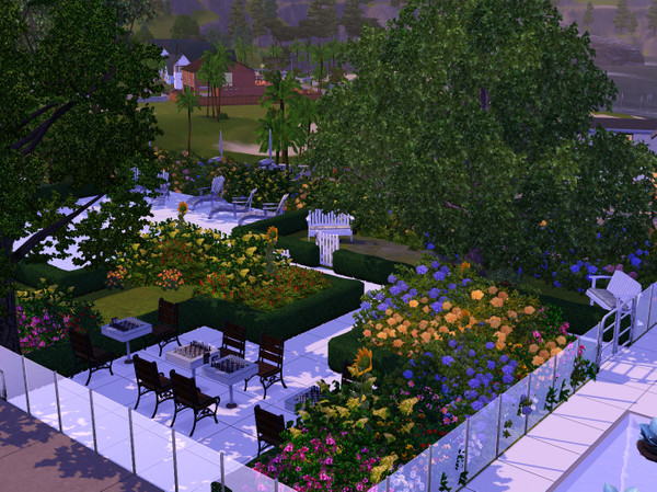 Sims 3 — Drop Off Modern Park by duckeggpie — The perfect location for a family picnic. Enclosed kid's play area, pool,