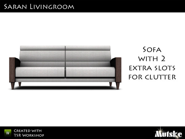 Sims 3 — Saran Sofa  by Mutske — 3 Recolorable parts. 3 Variations. Made by Mutske@TSR. TSRAA. 