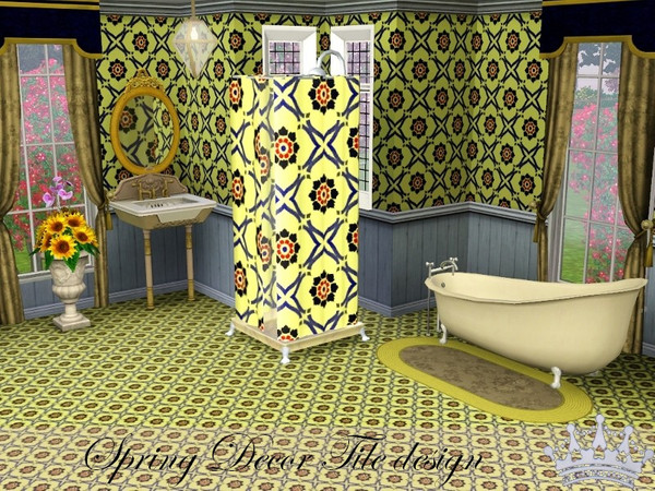 Sims 3 — Spring Decor Design  by cm_11778 — A fun new tile print for your Sim homes. As always, I hope you and your Sims