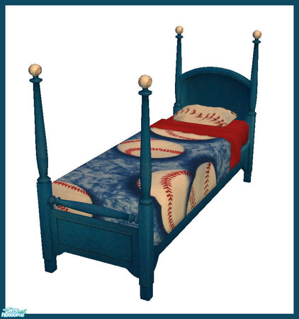 Sims 2 — Baseball Bedroom Sets - Baseball Single Bed - Mesh by rebecah — Baseball Bedroom Sets - Baseball Single Bed -