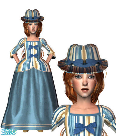 Sims 2 — Matching Hat and Gown- Blue by giasims — Blue 18th century gown