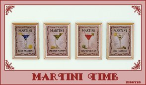 Sims 3 — Martini Time by ziggy28 — A set of four Martini pictures for your sims by the artist Janet Kruskamp. Cloned from