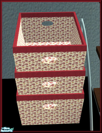 Sims 2 — NK STUD Items Daisy Stackable Basket by MoMama — A daisy patterned basket with a red rim.