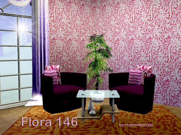 Sims 3 — Flora 146 by matomibotaki — Little 3 channel pattern in red, pink and white, to find under Theme.