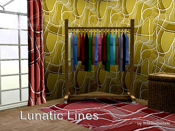 Sims 3 — Lunatic Lines by matomibotaki — Abstract pattern in 3 channel, green, light brown and white, to find under