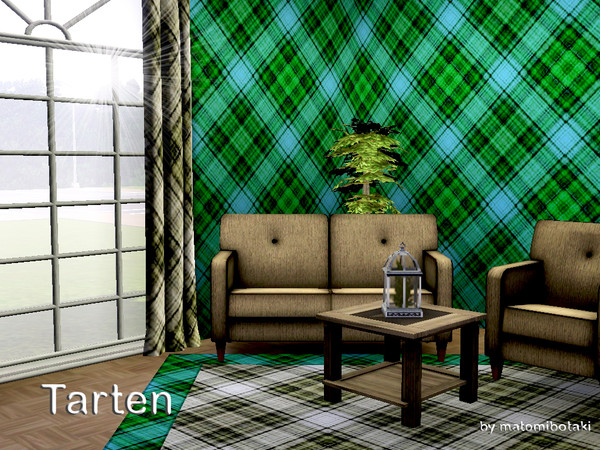 Sims 3 — Tarten by matomibotaki — Tarten pattern in yellow, green and light blue, 3 channel, to find under Geometric.