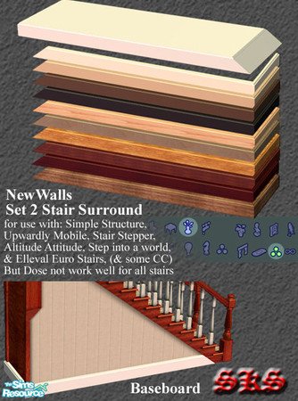 Sims 2 — NewWalls Set2 Stair Surround Baseboard- BG by 71robert13 — Matches NewWalls set 2. Now the baseboard can