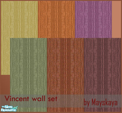 Sims 2 — Vincent wall set by mayskaya — Set of 6 modern wallpaper