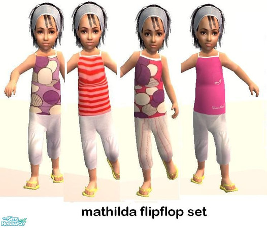 Sims 2 — Mathilda FlipFlop Set by Pinelle — For your youngest sims; a set in sweet colours with yellow flipflops. Don't