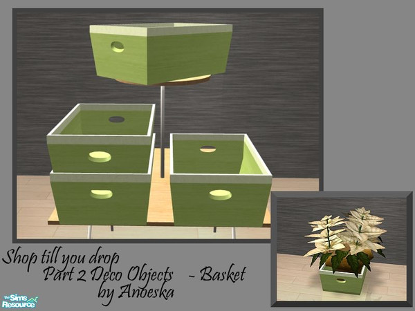 Sims 2 — Shop part 2 - Stackable basket by AnoeskaB — Stackable lime green wooden basket with extra slot to place object