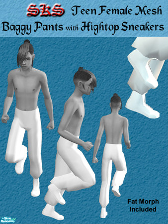 Sims 2 — Mesh_TMB BaggyDC by 71robert13 — Baggy jeans with sneakers mesh for male teens. Pants have left leg bloused and