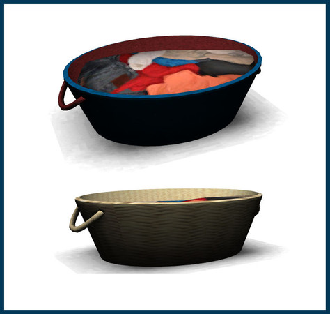 Sims 3 — Baseball Set Laundry Basket by rebecah — Baseball Set Laundry Basket - Has an empty state and full state. Works