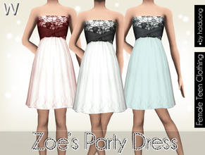 Sims 3 — Zoe's Party Dress For Teen by haiduong — Zoe's Party Dress's version for teenager. 2 Channels recolorable -