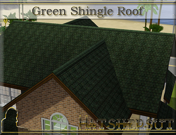 Sims 3 — Green Shingle Roof by hatshepsut — Weathered textured roofing