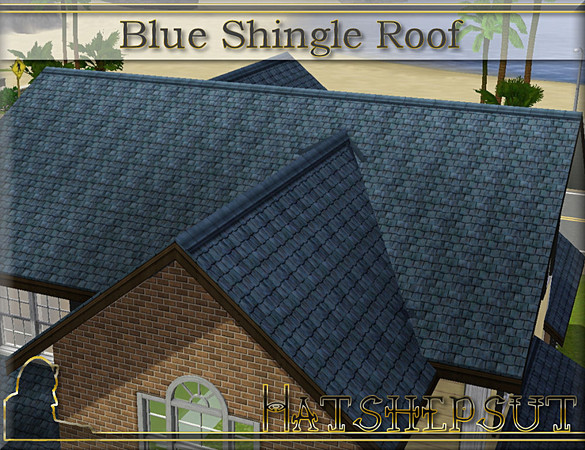 Sims 3 — Blue Shingle Roof by hatshepsut — Weathered textured roofing