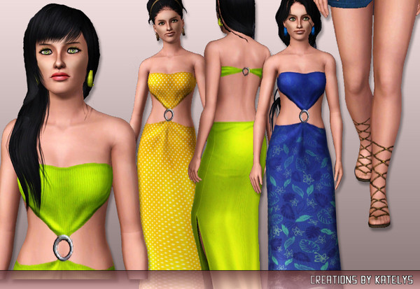 Sims 3 —  by katelys — New dress, earrings and shoes for adult and young adult females. 1 new mesh (earrings). Enjoy!