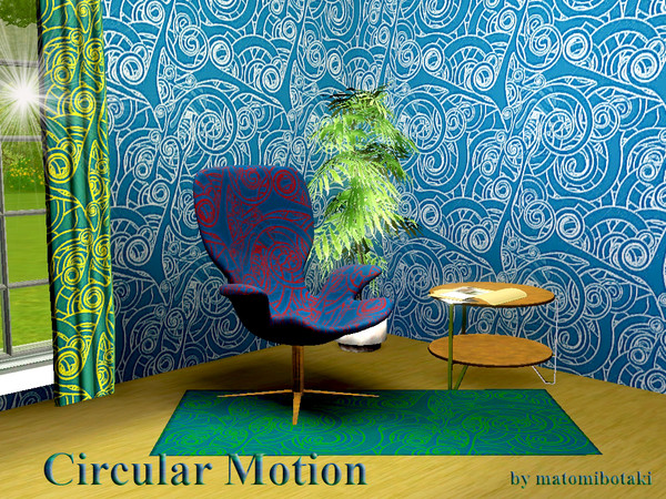Sims 3 — Circular Motion by matomibotaki — 1 channel pattern in white on blue, to find under Abstract.