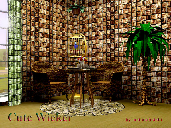 Sims 3 — Cute Wicker by matomibotaki — 2 channel wicker pattern in brown and beige, to find under Weaver/Wicker. 
