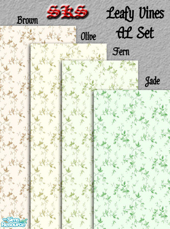 Sims 2 — Leafy Vines - AL by 71robert13 — Simple leafy vines design, set includes all 4 colors. 4 way tileable &