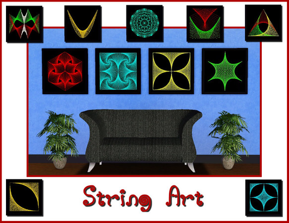 Sims 3 — String Art  by ziggy28 — A set of eleven String Art pictures. These were popular in the late 70's early 80's.