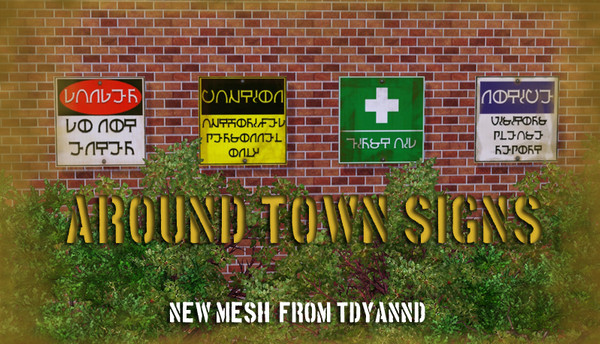 Sims 3 — Around Town Signs - Square by tdyannd — New mesh with 4 variations. Made by request for paramiti.