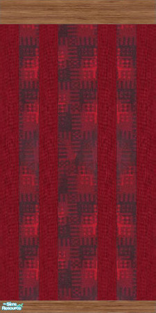 Sims 2 — NK TC39 Living Room Wall by MoMama — Thrown-together stripes of red are bordered by a nice medium wood.
