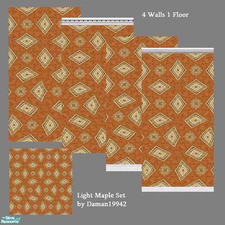 Sims 2 — Assorted Plumbobs Light Maple Walls by daman19942 — A set of four wallpapers, and one carpet for the Assorted