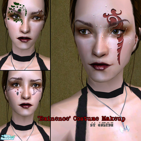 Sims 2 — Eminence Costume Makeup by gelydh — Set of three different styles of elegant costume makeup, available for both