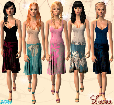 Sims 2 — Set 203 Mix and Match  by Lianaa — Set 203 Mix and Match - 5 tops and 5 skirts to mix and match
