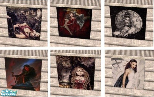 Sims 2 — dark ladies set 1 by MinnieMinPin — 6 Prints of Dark Ladies. Found under blue canvas painting. 1 tiled.