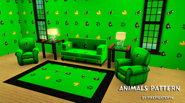 Sims 3 — Animals by Firefighter96 — Animals on a green background. Perfect for a kid's room! The animals are a wolf,